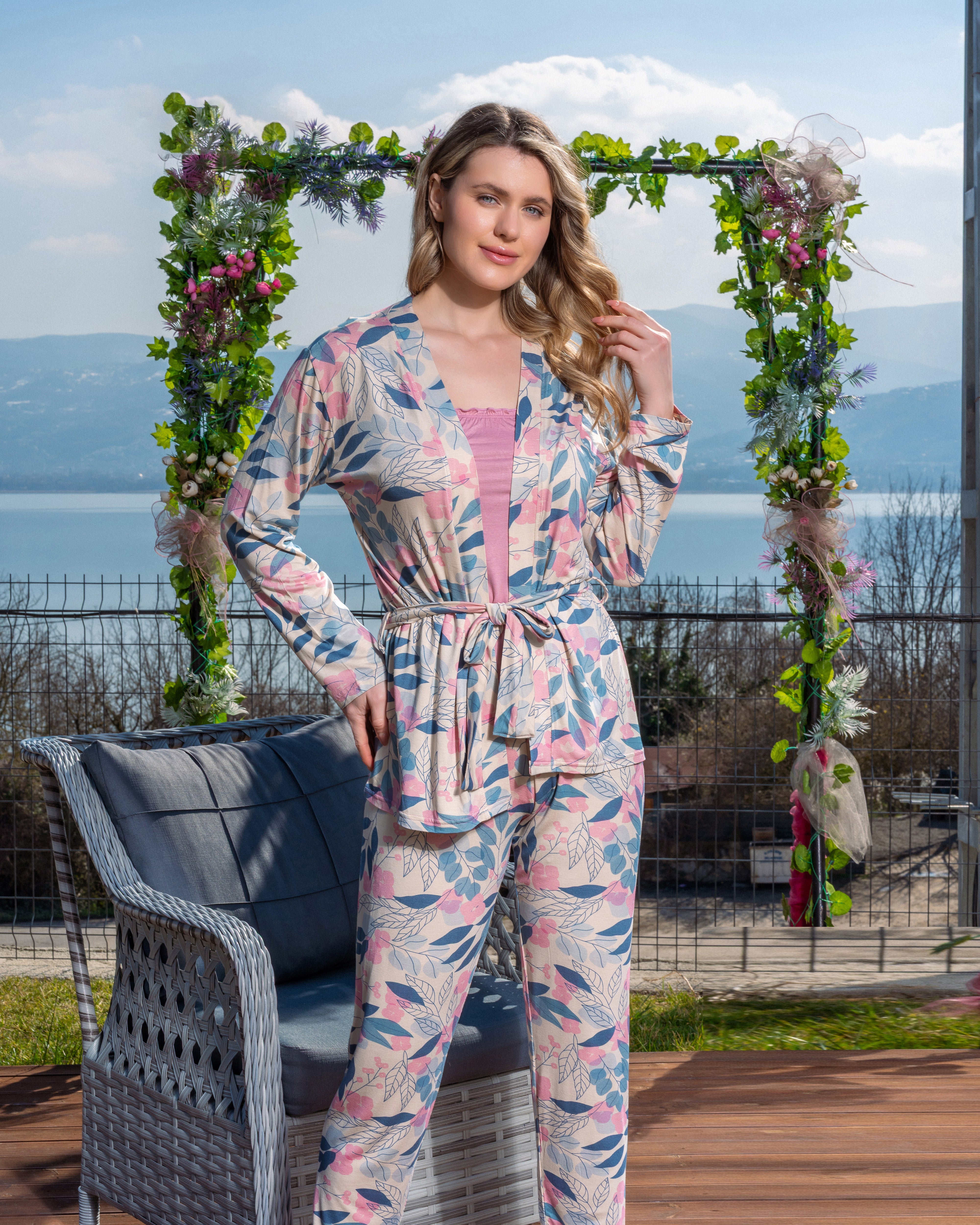 3-Piece Floral Pajama Set